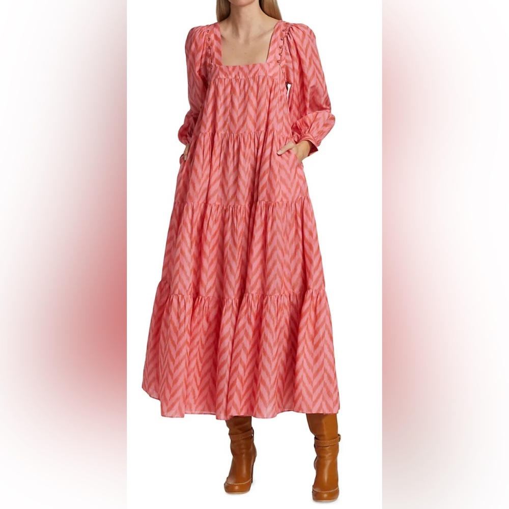 Ulla Johnson Georgina Dress, Pink Chevron, 6